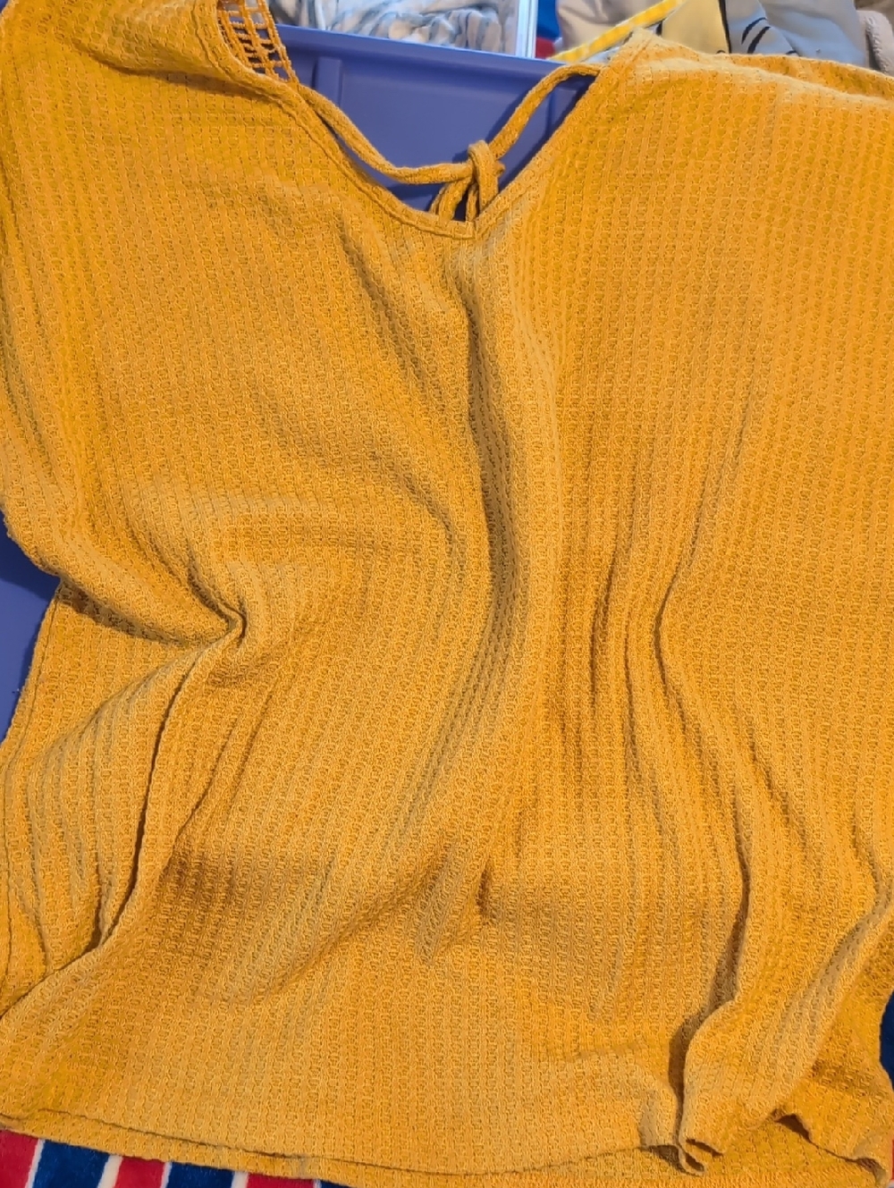 Mustard Yellow Knit Tie-Back Top